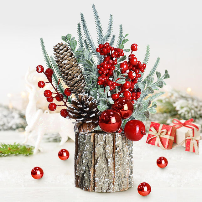 Small Tabletop Christmas Tree Mini Artificial Christmas Tree Little Potted for Desk Xmas Trees Pine Cone Christmas Trees Pencil Christmas Table Centerpieces for Christmas Office Home Decor