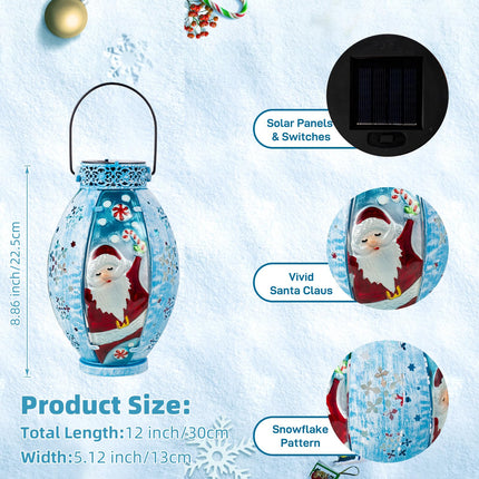 Christmas Solar Lanterns Outdoor Waterproof, Santa Claus Hanging Solar Christmas Lantern Lights for Outside Yard Patio Porch Garden, Solar Christmas Decorations s for Kids Women Adults
