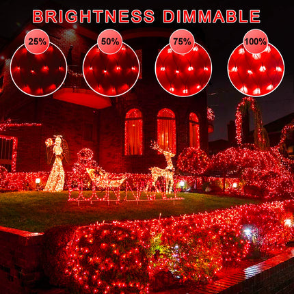 JMEXSUSS 360 LED Red Net Lights Outdoor, Connectable 12ft x 5ft Red Net Lights Plug in with Remote, 8 Modes Waterproof Red Christmas Lights for Bushes Christmas Halloween Decorations
