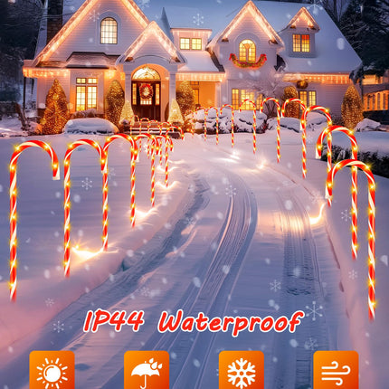 Brightown 28" Candy Cane Lights with Stakes, 10 Packs Large Christmas Pathway Lights Outdoor, Candy Cane Lights Outdoor Pathway Christmas Decorations for Yard Lawn Garden Walkway Sidewalk