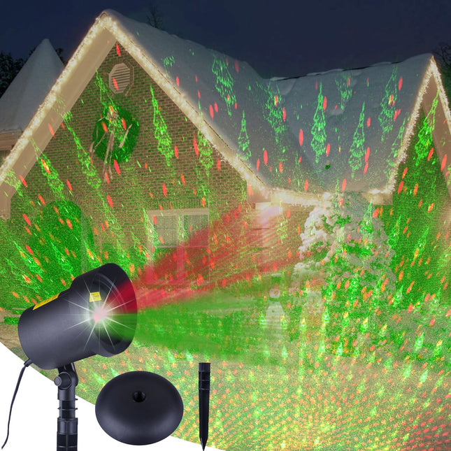 Christmas Laser Lights Outdoor Projector, Waterproof Red and Green Star Tree Lights Projector Decoration for Christmas Indoor Holiday Birthday Party