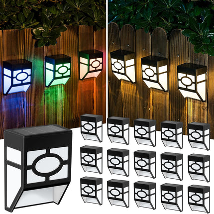 Solpex 16 Pack Solar Deck Lights Outdoor, Solar Fence Lights，2 Modes Christmas Garden Decoration Lights,Rbg/Warm White Led