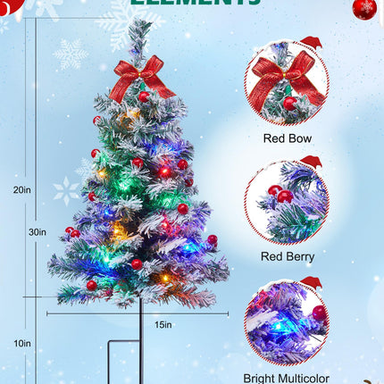 Outdoor Christmas Tree, 4 Packs 30 Inch Snow Flocked Outdoor Christmas Trees for Yard Sidewalk Driveway Walkway Grave Outside Christmas Tree