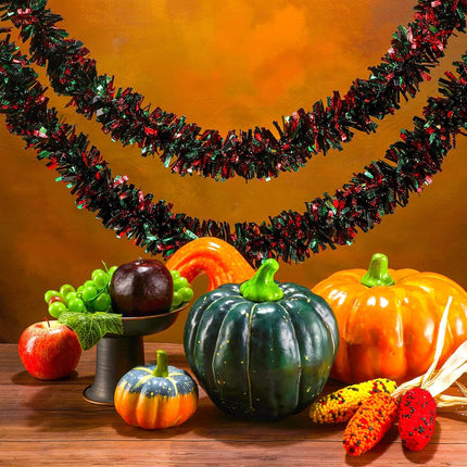 26.2 Feet Kwanzaa Garland Holiday Decoration Metallic Tinsel Twist Garland Black History Month Tinsel Artificial Garland for Kwanzaa Party Decorations, Red, Green and Black