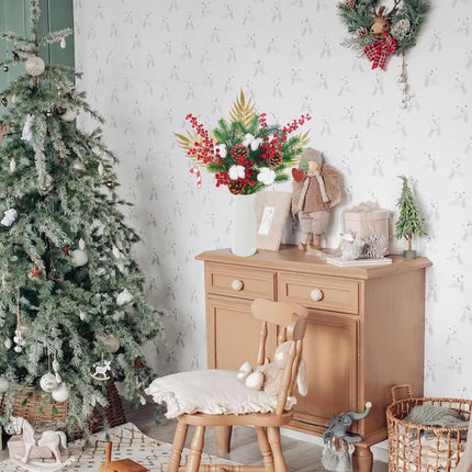 HUAESIN 17PCS Artificial Christmas Flowers in Vase Red Berry Picks Stems Faux Pine Branches with Pinecones for Christmas Holiday Xmas Home Season Decor Xmas Wreath DIY Craft