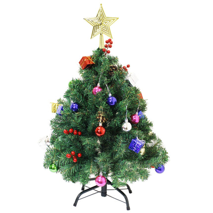 Joiedomi DIY Christmas Tree 2.5FT with Decorating Kits and 100Counts of String Lights, Prelit Artificial Christmas Tree Decorations for Outdoor/Indoor Decor
