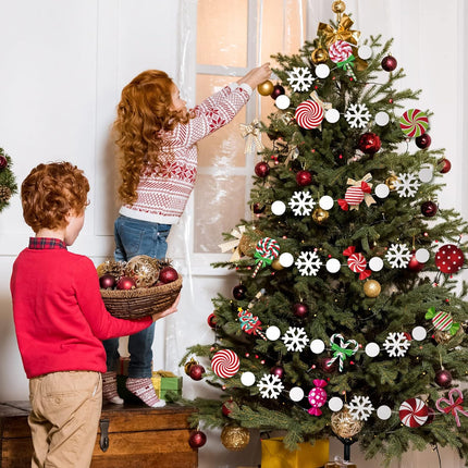 XunYee 78 ft Candyland Christmas Trees Decorations Christmas Candy Garland Red and Green Candy Cane Lollipop Snowflake Dot Peppermint Hanging Garland for Xmas Holiday Year Party Decor