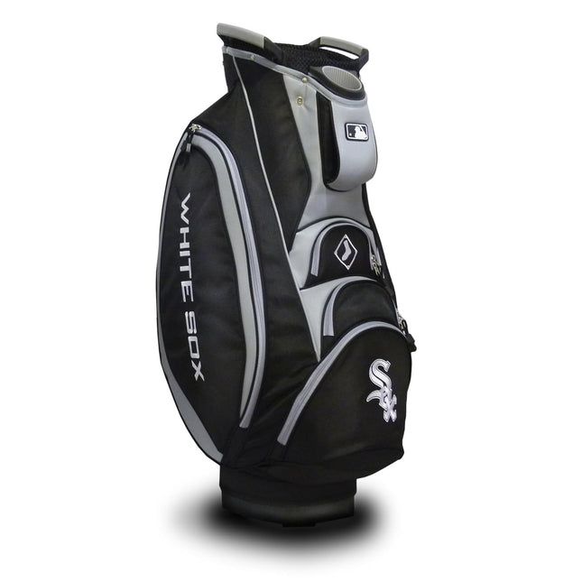 Team Golf MLB Chicago White Sox Victory Golf Cart Bag, 10-Way Top with Integrated Dual Handle & External Putter Well, Cooler Pocket, Padded Strap, Umbrella Holder & Removable Rain Hood