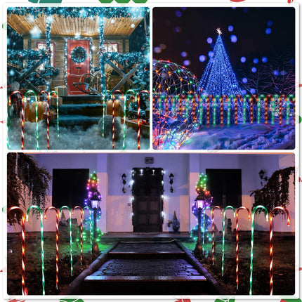12 Pcs 36 Inch Giant Christmas Candy Cane Lights Christmas Pathway Walkway Lights Outdoor LED Decorations, Extra Large Yard Pathway Stake Lights for Lawn Garden Driveway Walkway Xmas Decor