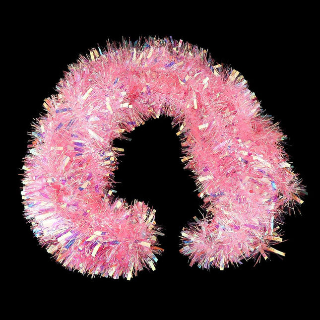 Pink Tinsel Garland for Christmas Tree Decorations Wedding Birthday Party Supplies 17 Feet
