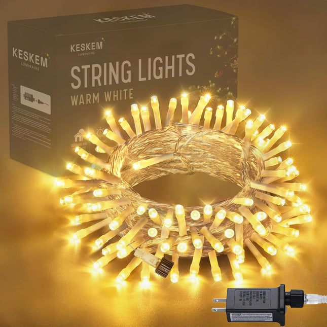 66ft 200 LED Warm White Christmas String Lights - Twinkle Lights for Indoor and Outdoor Tree Decorations, Bedroom and Living Room Ambiance Lighting, Holiday Party Decor