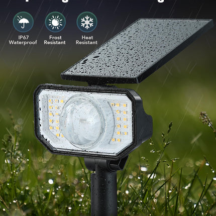 Solar Spot Lights Outdoor, Spotlights Waterproof with 2 Detachable Lens, Dusk-to-Dawn Solar Wall Lights Pathway Lights for Yard, Garden, Patio, Outside Landscape, Christmas, 4 Pack, Warm&RGB