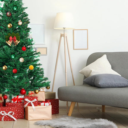 GlyinnHe 6FT Green Half Artificial Christmas Tree，Xmas Fake Half Pine Tree with Foldable Metal Stand Fully Easy Assembly Hinged Artificial Tree for Home Decoration, Party, Office