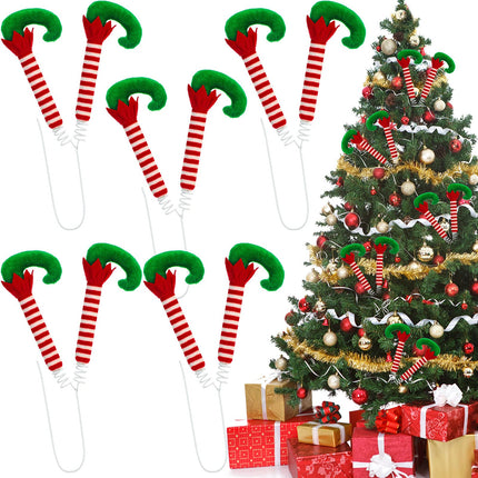 5 Pcs 20 Inch Christmas Picks Christmas Elf Legs Boot Pick Striped and Green Shoes Elf Legs for Xmas Tree Elf Christmas Decor Wire Red Stripe Poseable Legs Decor Xmas Tree Wreath Holiday Party Decor