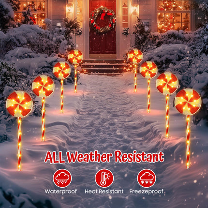 Christmas Decorations Outdoor, 6 Pack 24" Large Lollipop Candy Cane Christmas Decorations Outdoor with 84 Brighter LED & 10 Lighting Modes, Solar Christmas Pathway Lights for Yard Xmas