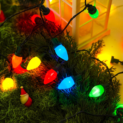 C7 Bulbs Classic Christmas Lights - 50 LED 31ft Strawberry String Light - Extendable 8 Modes Funtion with Timer Fairy Lighting for Outdoor, Indoor, Party, Home, Tree Decorations