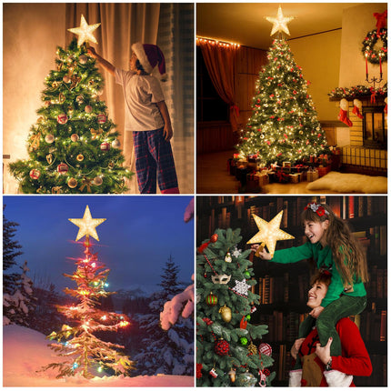 Christmas Tree Topper Warm White Light Christmas Star Great for Christmas Tree Ornaments Year Christmas Tree Toppers Lighted Christmas Tree Star 8.7 Inch Christmas Star Tree Topper Battery Powered