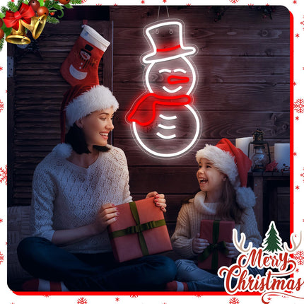Snowman Neon Sign for Wall Decor Dimmable Christmas Neon Signs Night Light up Neon Snowman Winter LED Neon Signs Christmas Lights with USB for Living Room Bedroom Home Party Decor(Snowman)