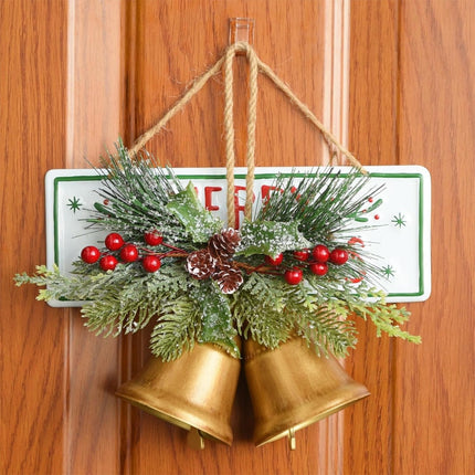 Christmas Bells Decor,VUSKLY Christmas Bells Metal Gold Bell Ornaments with Jute Hanging Rope Hanging Door Bell Rustic Christmas Bells for Door Tree Wearth Decorations,7.1" L2.8" W8.7" H