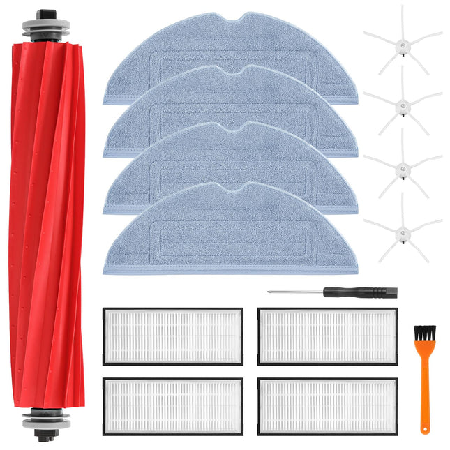Roborock S7 Accessories Parts For Roborock S7 S7+ Roborock S7 Maxv, S7 Maxv Plus,T7 Plus, T7S Plus,1 Set Roller Brush,4 Hepa Filters,4 Side Brushes,4 Mop Cloth13 Pack