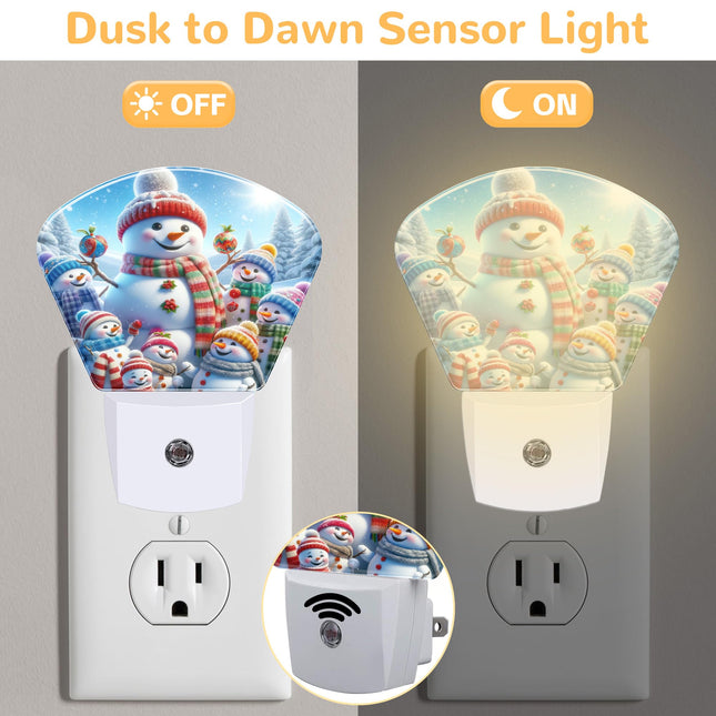 Christmas Snowman Night Light for Kids Christmas Tree Night Lights Plug into Wall with Dusk to Dawn Light Sensors 0.5W LED,Warm Nightlights for Bedroom Bathroom Hallway Kitchen