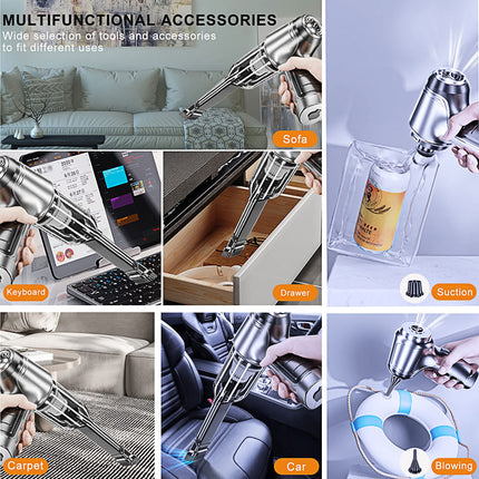 Cordless Handheld Vacuum Cleaner,12000Pa 75000 Rpm 3In1 Mini Car Vacuum Cleaner Builtin Brushless Motor Ultra Light Rechargeable Wet Dry Typcc Portable Vacuum Cleaner For Car,Home,Hair