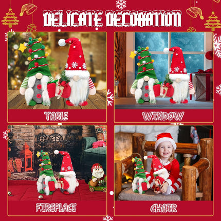 BINSUNS 2Pcs Christmas Gnomes Plush Decorations, Christmas Elf Gnomes Swedish Tomte Plush Gnome - Xmas Thanksgiving Home Party Ornaments Boy Girl Decor