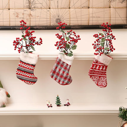 SHACOS 6pcs 14" Red Berry Stems Christmas Holly Berry Branches Green Leaves Stems for Vases Red Berry Picks Xmas s Christmas Tree Decoration Wreath Ornaments DIY Crafts Holiday Home Decor