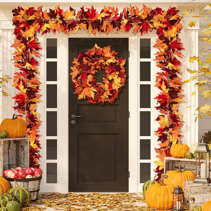 MARTINE MALL 6 Pcs Fall Maple Leaves Garland, 5.6Ft Fall Garland Fall Hanging Vines Garland for Autumn Home Wedding Fireplace Party Thanksgiving Decorations Indoor Outdoor