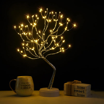 Twinkling Tree Fairy Light Spirit Tree Lamp Bonsai Tree Light, Fairy Light Tree, Cute Room Decor Aesthetic Decor, Night Light Lamp, Twinkle Tree, (Silver Branches 108 LED)