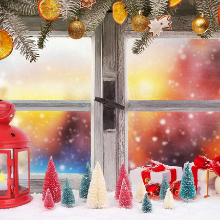 30 Pcs Bottle Brush Trees Christmas Decorations Indoor, Red Blue Yellow Miniature Christmas Tree, Mini Christmas Tree with 4Sizes for Christmas Decor