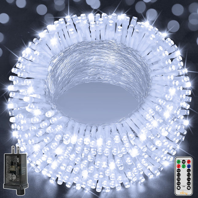 Ollny Christmas Lights Outdoor 800LED 262FT, Cool White Plug in Fairy Lights with Remote, 8 Modes Waterproof Timers Dimmable LED String Lights for Indoor House Outside Bedroom Patio Balcony