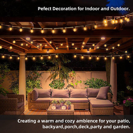Outdoor String Lights 100ft, G40 Led Patio Lights with 52pcs Bulbs,Waterproof Shatterproof Dimmable Hanging Globe Outdoor Lights for Porch Cafe Bistro Backyard Gazebo Balcony Party, 2700K