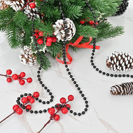 32.8 Feet Christmas Bead Garland Xmas Artificial Pearls Beads Garland Christmas Tree Garland Chain Decorations for Xmas Tree Holiday Wedding DIY Decoration Supplies (Black)
