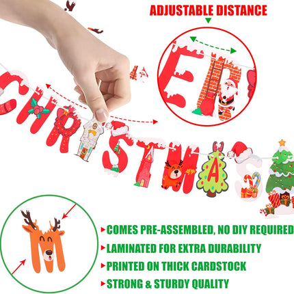 KatchOn, Merry Christmas Banner for Mantle- 10 Feet, No DIY Merry Christmas Garland Banner Merry Christmas Banners Indoor, Merry Christmas Sign for Christmas Decorations Christmas Party Banner