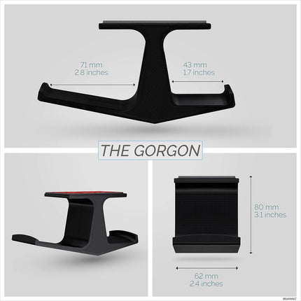 [EOL] The Gorgon - Under Desk Gamepad Controller & Headphone Hanger (2 Pack), for Xbox, PS4, PS5, Dualshock, Series One, Steelseries, PC & Most Gaming Headsets, Screwless Holder Stand, Black [EOL]