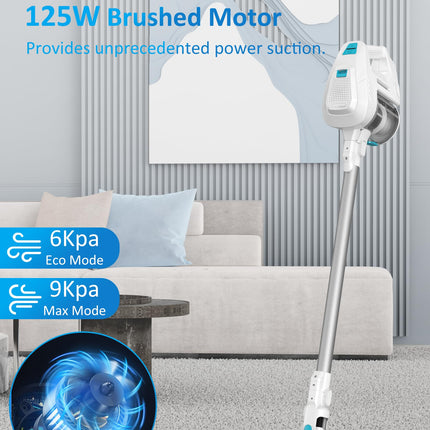 Mamibot S6 Cordless Stick Vacuum Cleaner, Handheld Bagless Vacuum With Crevice Tool & Dust Brush, Powerful Motor, Max 30Mins Runtime, Suitable For Tilehardwood Floorpet Hair, White