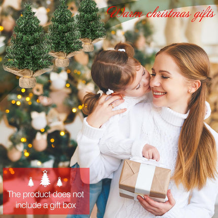 Tabletop Mini Christmas Tree Artificial Mini Xmas Pine Tree Miniature Pine Christmas Tree with Linen Base for Christmas Decorations Indoor Home Kitchen Dining Table(6 Pcs,11.81 Inch)