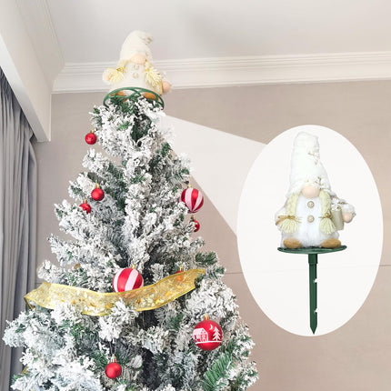Gnome Christmas Tree Topper with with Lights Tree Topper Holder 12 Inch Tomte Gnome Christmas Ornaments Santa Gnomes Plush Christmas Decorations Holiday Home Décor White