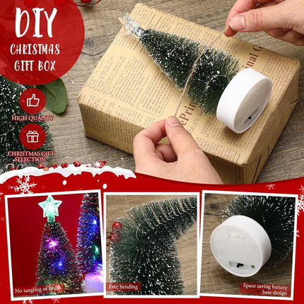 ShinyRelief 9 Pcs Mini Christmas Tree with Lights Tabletop Christmas Tree with LED Lights Holiday Party Ornament Desktop Miniature Tree for Christmas Centerpieces Tables Xmas(Colorful Light)