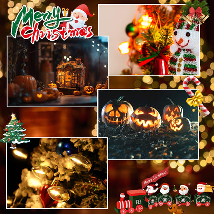 Enhon 2 Pack Accessory Cord with 3 LED Light Bulbs, 9.8 FT Christmas Village Light Cord with 2 Fuse and Switch, C7 Blow Mold Light with Female Plug for Christmas Halloween Holiday Decor, Warm White