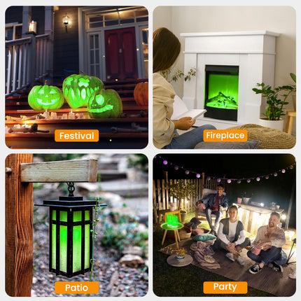 LED Flame Lights with Remote & Timer, 4-Mode Rechargeable Battery Operated Flameless Candles, Waterproof Pillar Flickering Lanterns for Room Patio Wedding Halloween Home Decor, Green