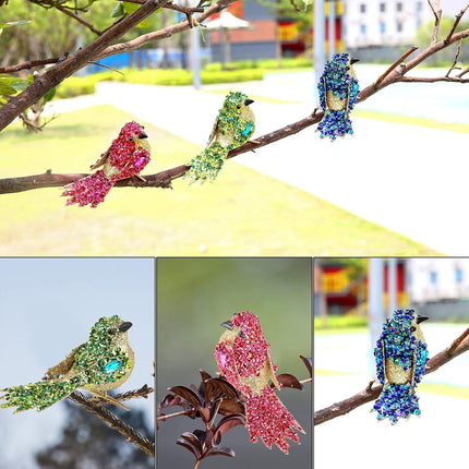 6pcs Artificial Bird with Clip- 4.25" Blue/Gold Bird Chrsitmas Tree Ornament Christmas Holy Wreath Decorations