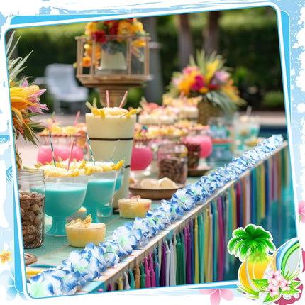 12 Pcs Tropical Flower Banner Hawaiian Garland Luau Flower Leis Garland Bulk Hawaii Party Decor Tropical Garland for Hawaii Summer Luau Tropical Decor(Blue)