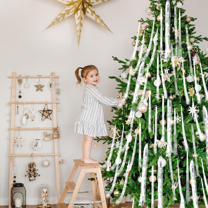 Timgle 40000 Pcs Icicle Tinsel Strands for Christmas Tree Tinsel Foil Fringes Shiny Icicles Garland for Christmas Tree Party Decor Birthday Supplies (Silver)