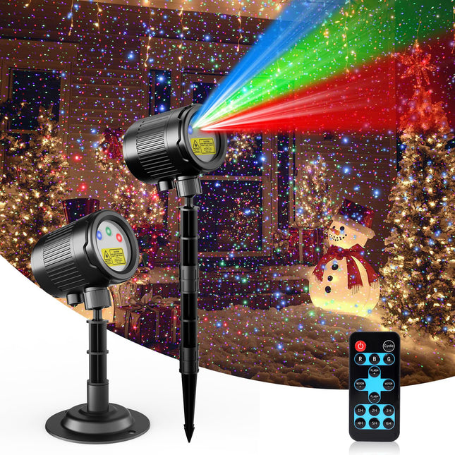 3 Color Christmas Laser Projector Lights Outdoor,Red Green Blue Halloween Projection Lights with RF Control,Waterproof Firefly Laser Light Show Holiday Decor for Party/Xmas/Garden/Home/ Year/Indoor