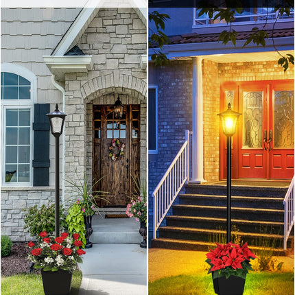 Solar Lamp Post Light, 64" Solar Lights Outdoor Waterproof IP65, Glass Post Lamp Solar Lights with Planter, Anti-Rust Outdoor Lights for Garden Yard Patio Decoration, Warm White