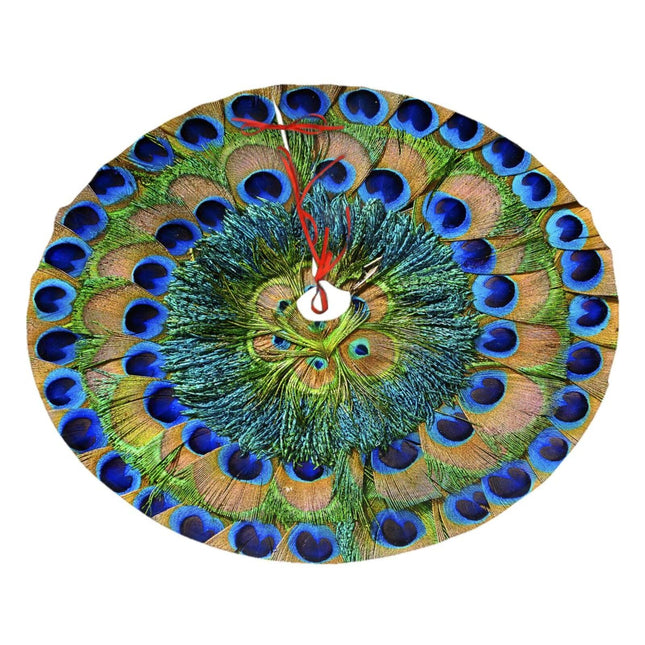 Peacock Feathers Christmas Tree Skirt 36 in for Christmas Decorations Skirt Rustic Xmas Holiday Year Party Tree Mat Decor Indoor Outdoor Christmas Tree Mats