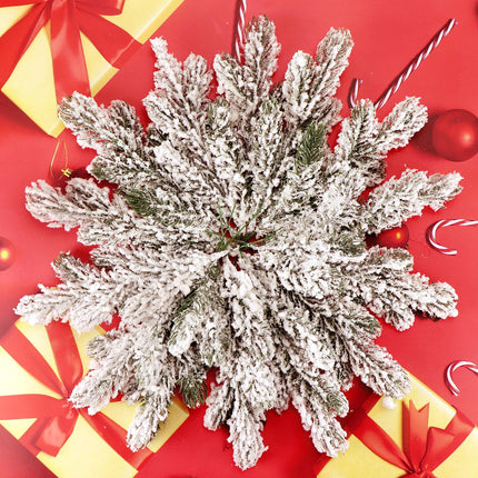 12Pcs Snowy Artificial Pine Needles Branches Twigs 10.6" Fake Frosted Pine Picks Greenery Stems Christmas Pine Tree Picks Winter Fir Pine Sprays Sprigs for Crafts Wreaths Garlands Holiday Decor