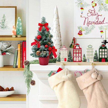 Tabletop Mini Christmas Tree, 15.74" Artificial Christmas Tree Miniature Pine Christmas Tree Perfect for Christmas Decorations, Home, Kitchen, Dining Table（Red）